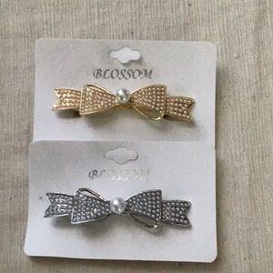 Pearl Bow Hair Barrettes